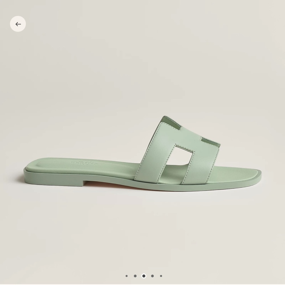 HERMES Oran Mint Green Slide Sandals 38.5 - Picture 4 of 11